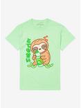 Kawaii Sloth Melon Drink Boyfriend Fit Girls T-Shirt, MULTI, hi-res