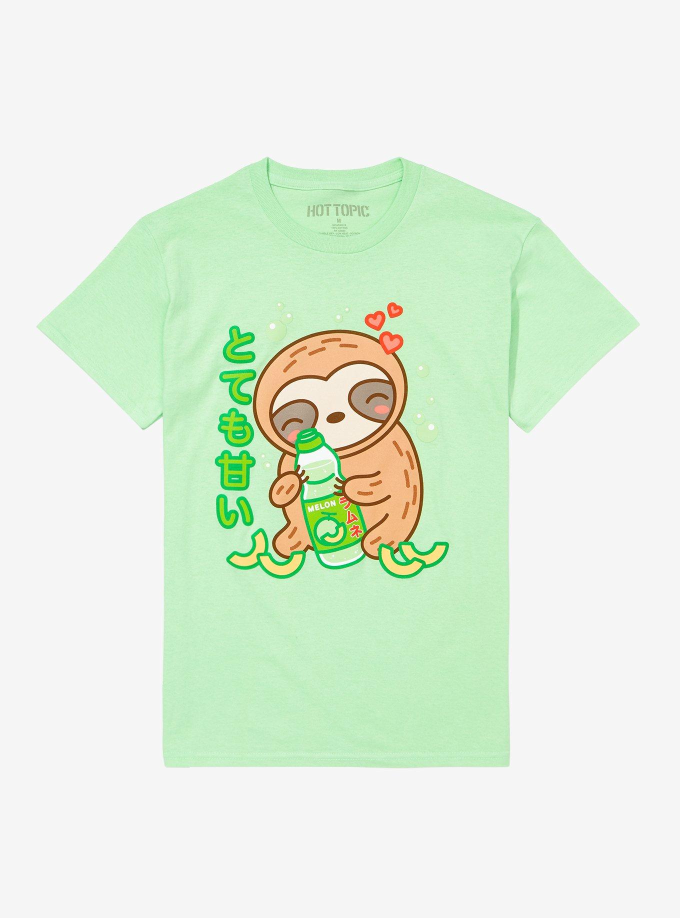 Kawaii Sloth Melon Drink Boyfriend Fit Girls T-Shirt | Hot Topic