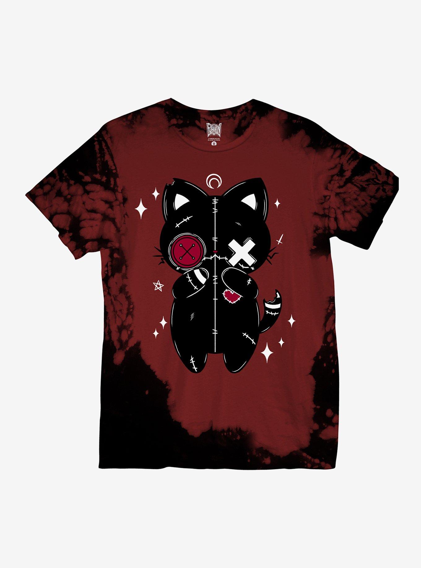 Stitched Cat Tie-Dye Boyfriend Fit Girls T-Shirt By Pvmpkin Art | Hot Topic