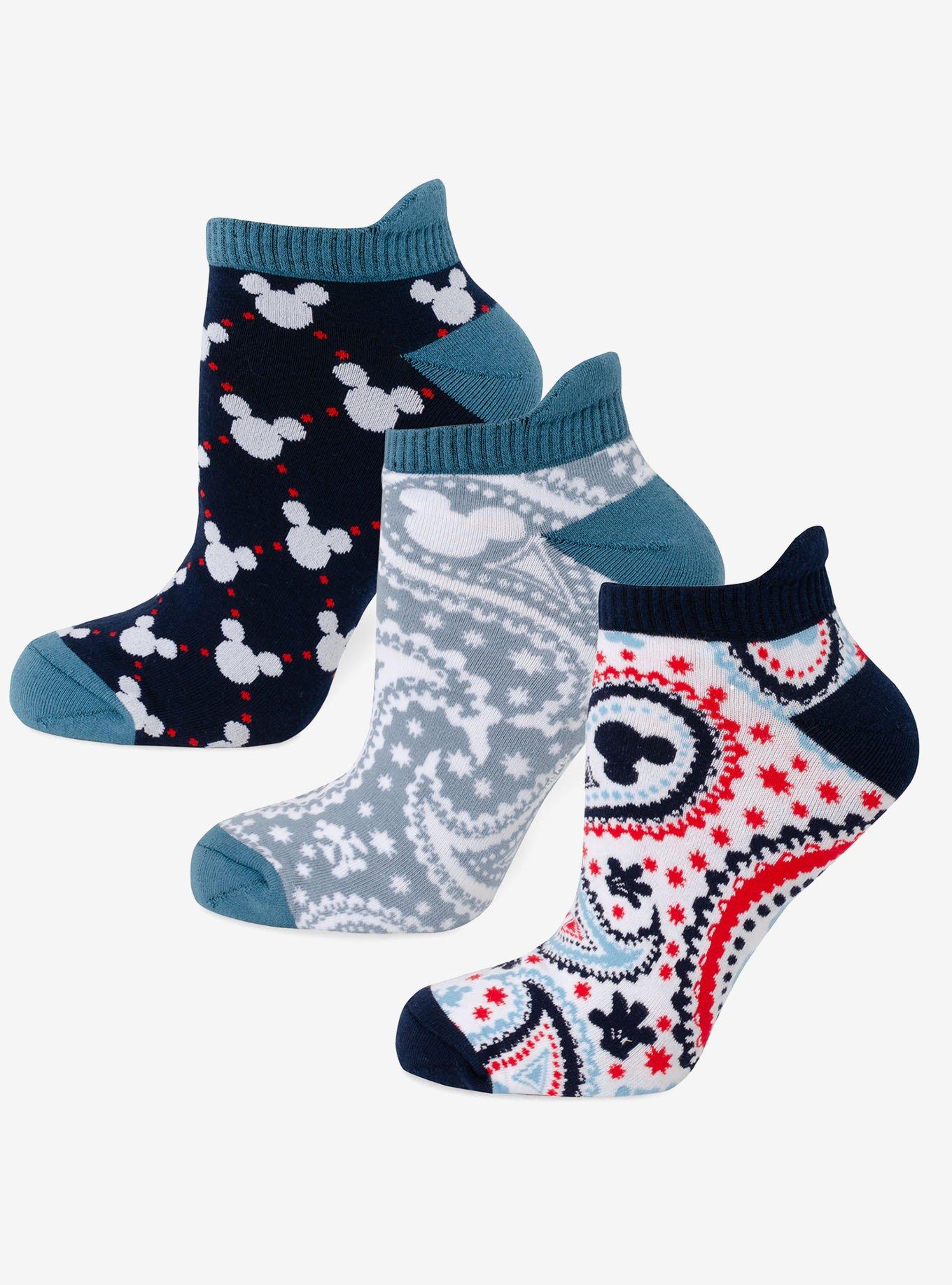 Disney Mickey Mouse Silhouette 3-Pack Ankle Sock Set, , hi-res