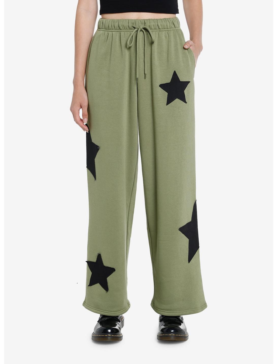 Social Collision Star Patch Girls Lounge Pants, GREEN, hi-res