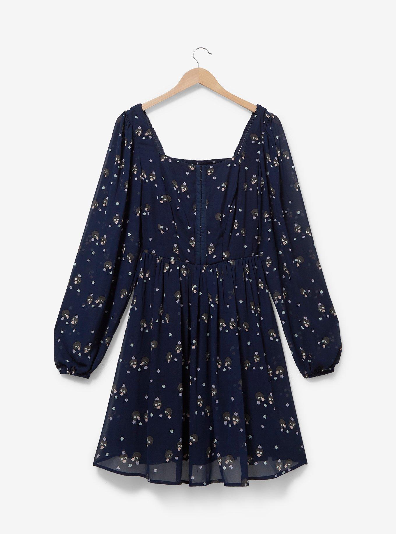 Studio Ghibli Spirited Away Long Sleeve Plus Size Smock Dress, NAVY, hi-res