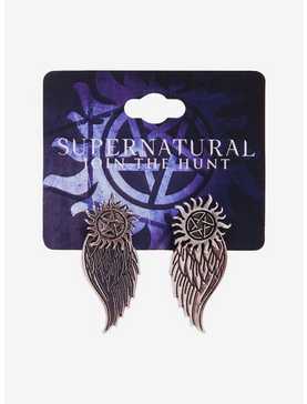 Supernatural Anti-Possession Castiel Wings Front/Back Earrings, , hi-res