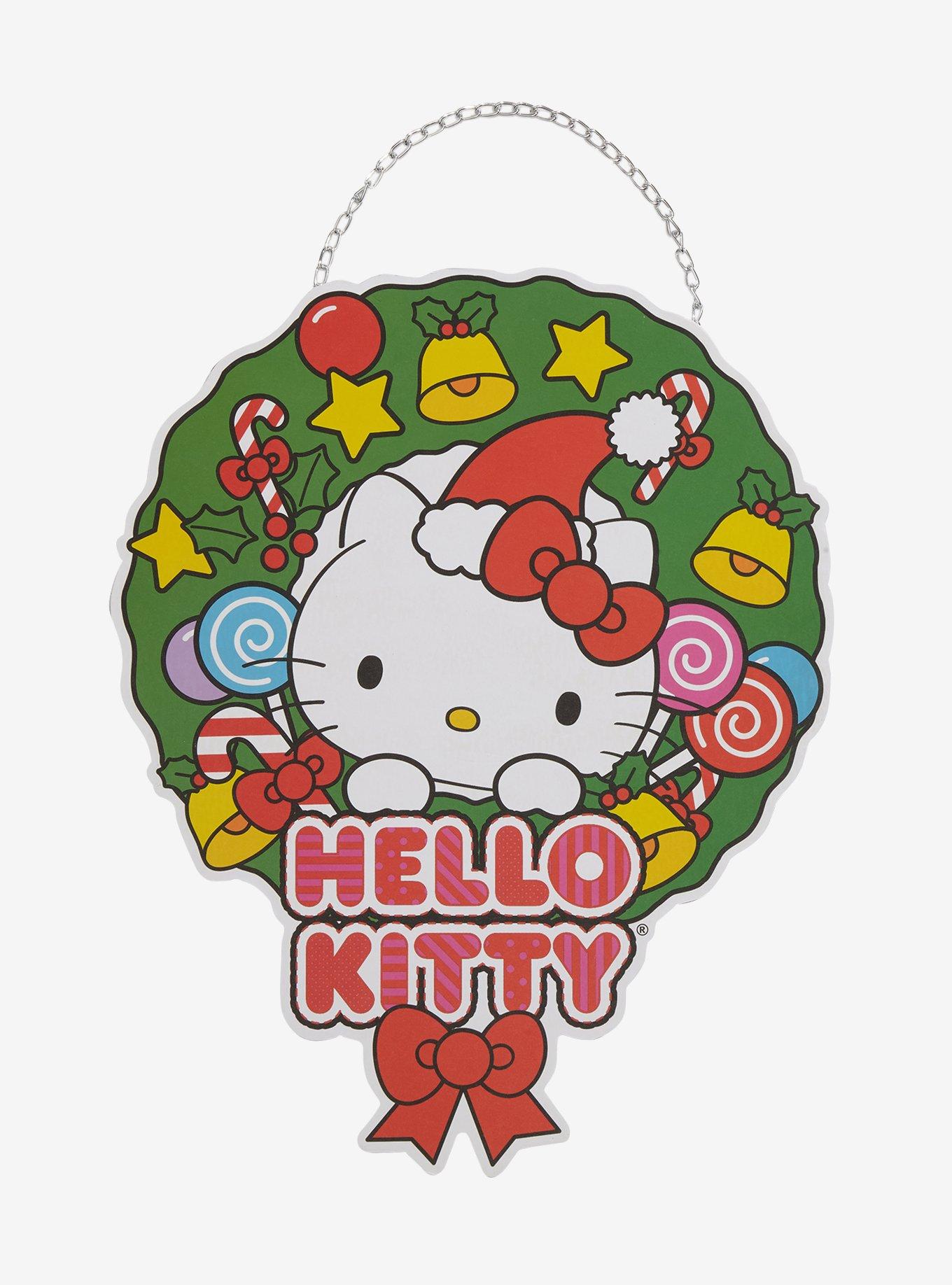Hello Kitty Wreath Wood Door Sign, , hi-res