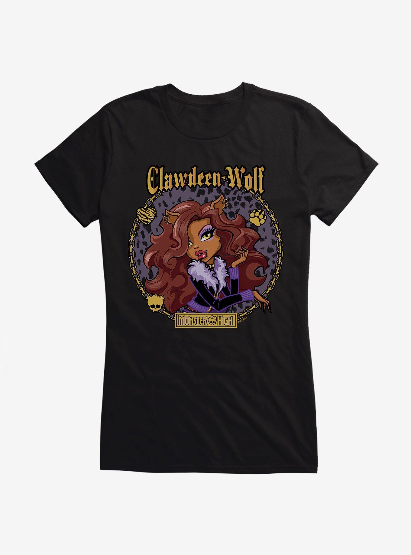 Monster High Clawdeen Wolf Circle Portrait Girls T-Shirt, BLACK, hi-res