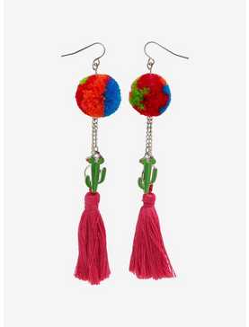 Disney Mickey Mouse Cactus Pom Pom Earrings - BoxLunch Exclusive, , hi-res