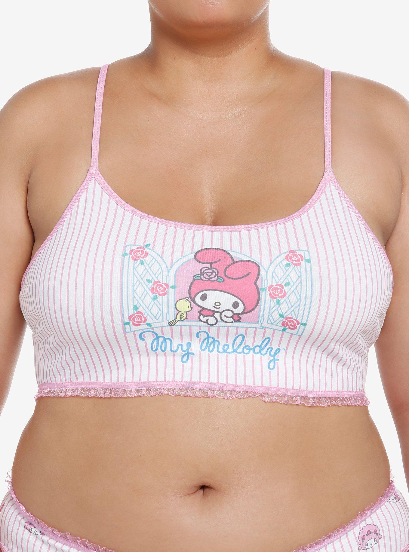 My Melody Stripe Bralette Plus Size, , hi-res