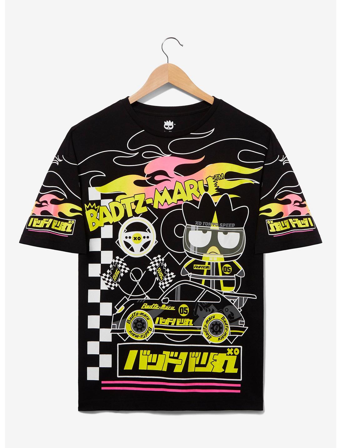 Sanrio Badtz-Maru Racecar T-Shirt - BoxLunch Exclusive, BLACK, hi-res