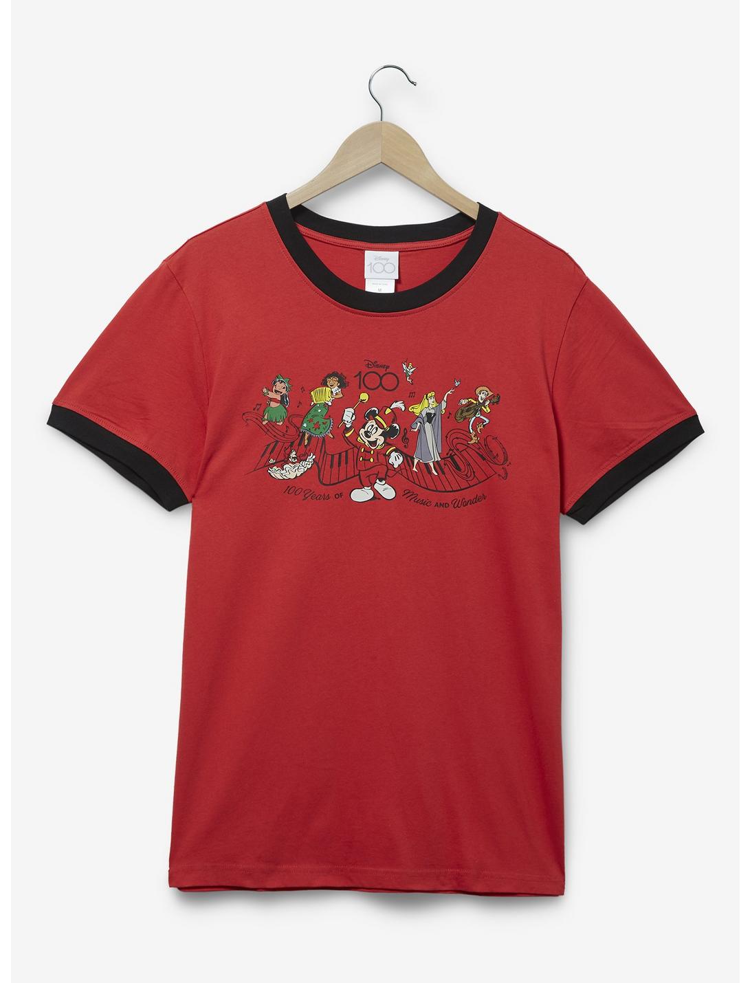 Disney 100 Musical Characters Ringer T-Shirt - BoxLunch Exclusive, RED, hi-res