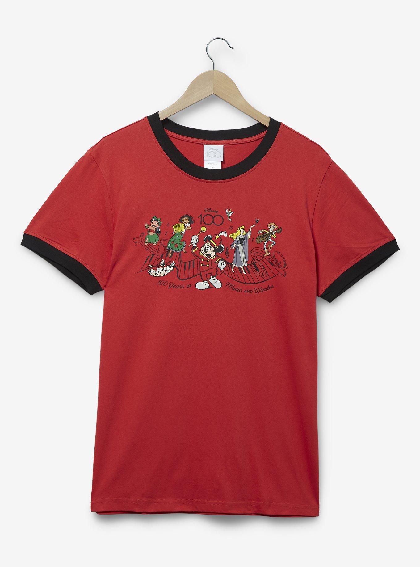 Disney 100 Musical Characters Ringer T-Shirt - BoxLunch Exclusive, RED, hi-res