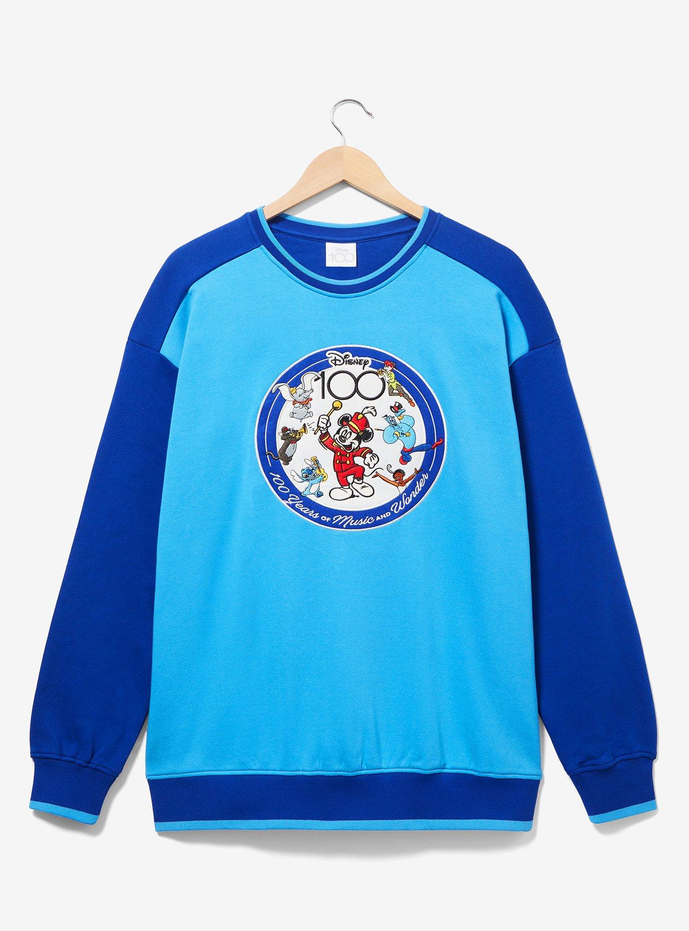 Disney 100 Characters Color Block Crewneck - BoxLunch Exclusive, LIGHT BLUE, hi-res