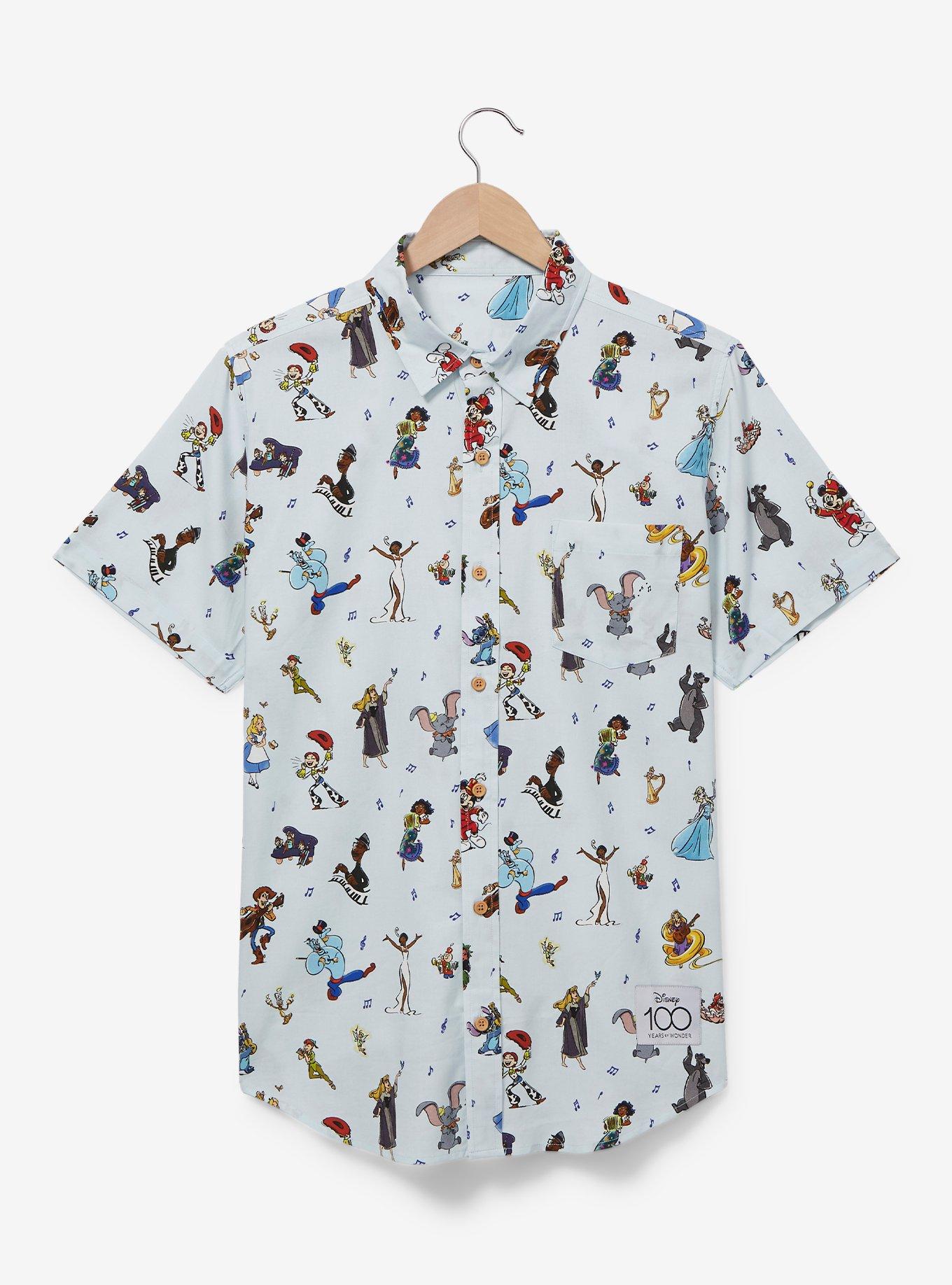 Disney 100 Character Portraits Allover Print Woven Button-Up - BoxLunch Exclusive , , hi-res