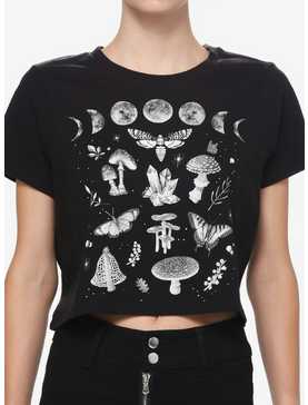 Thorn & Fable Mushroom Moon Phase Girls Crop T-Shirt, , hi-res