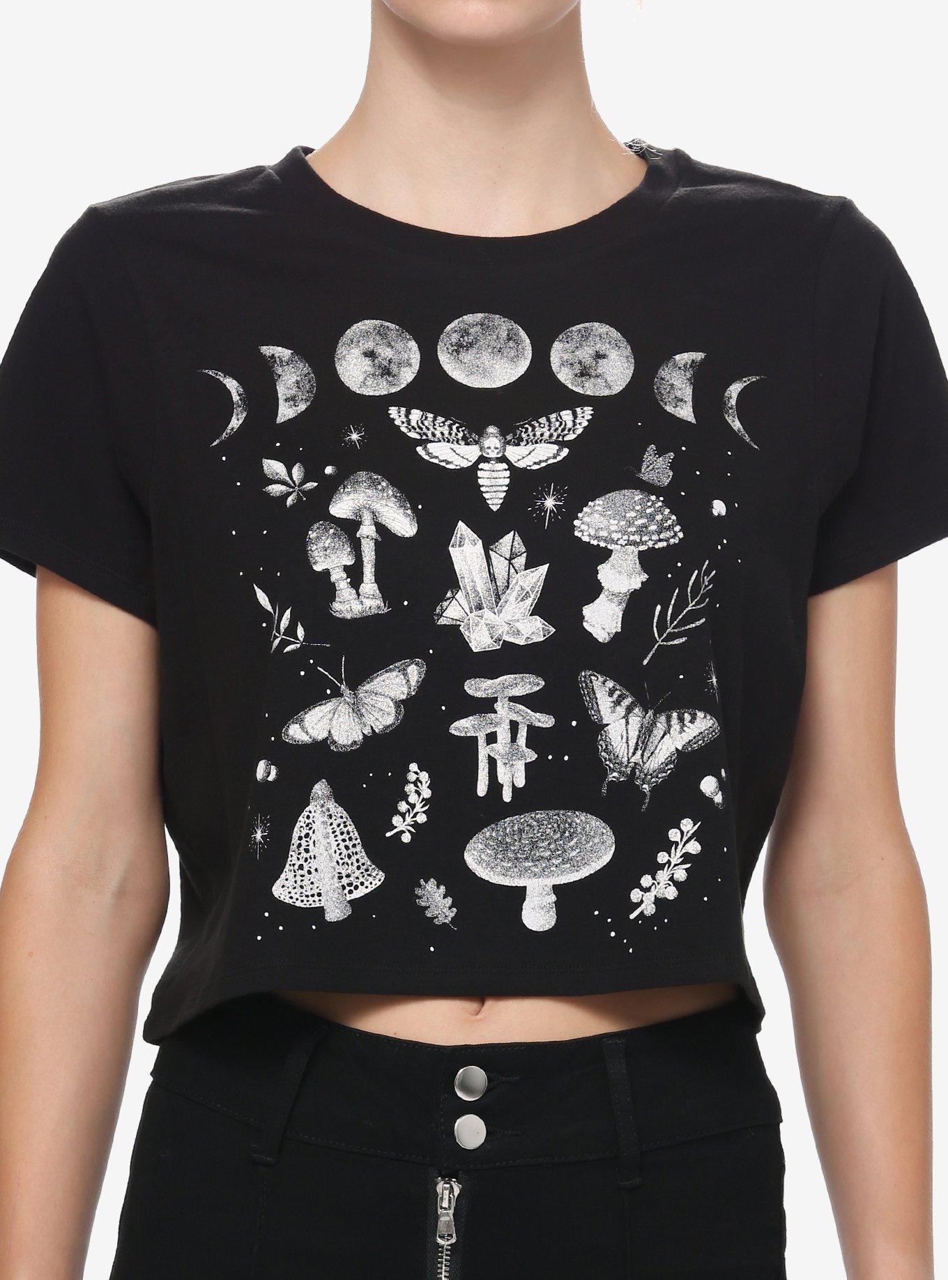 Thorn & Fable Mushroom Moon Phase Girls Crop T-Shirt, , hi-res