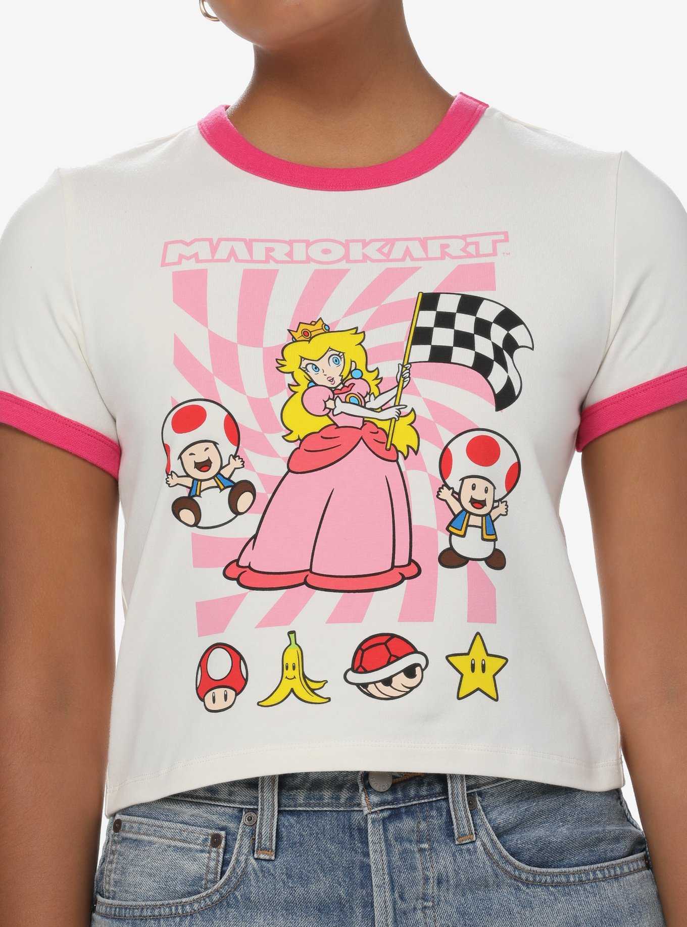 Mario Kart Princess Peach Girls Crop Ringer T-Shirt, , hi-res