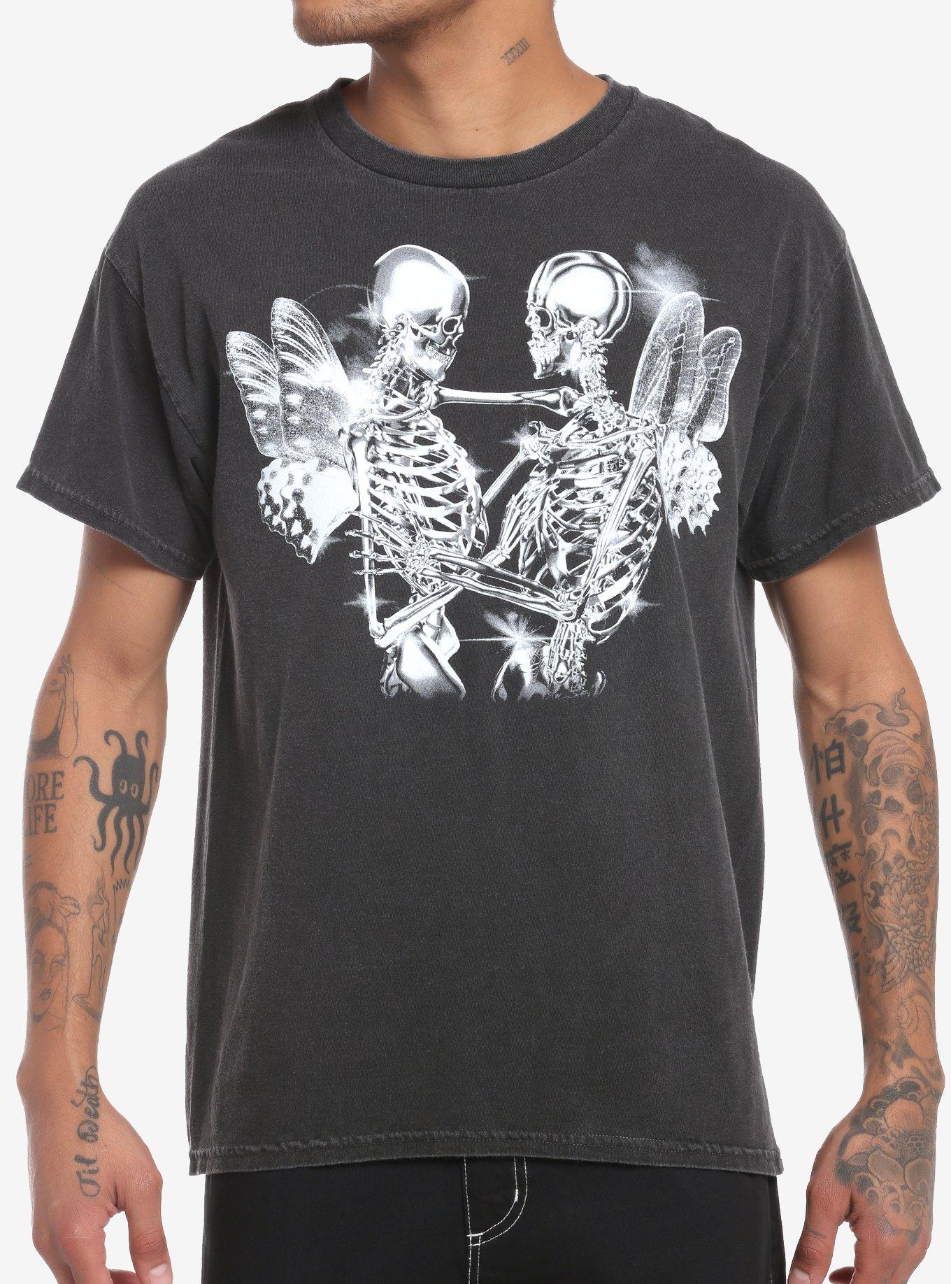 Social Collision® Embracing Skeleton Fairies T-Shirt, GREY, hi-res