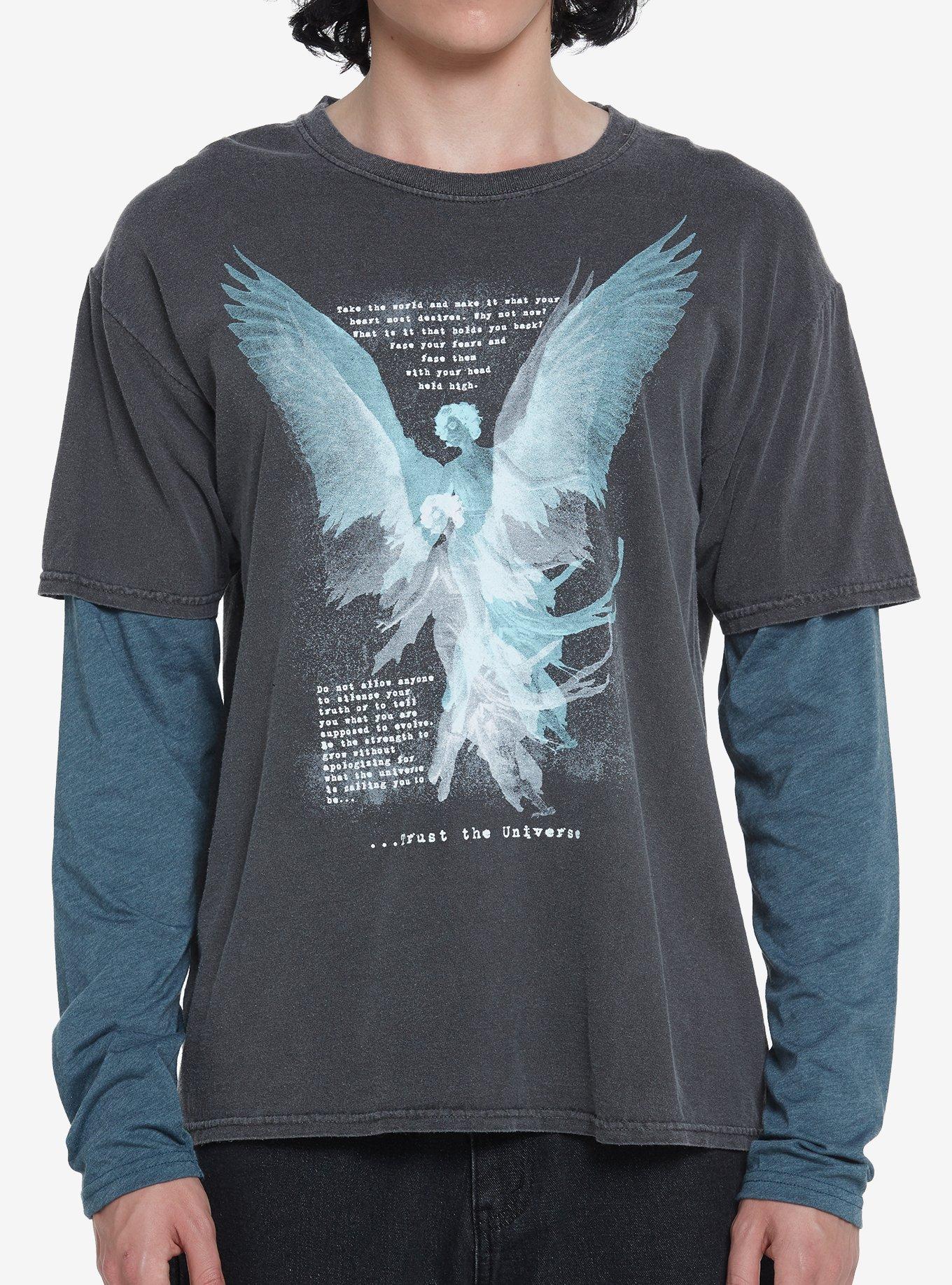 Angelic Double Exposure Twofer Long-Sleeve T-Shirt, BLUE, hi-res
