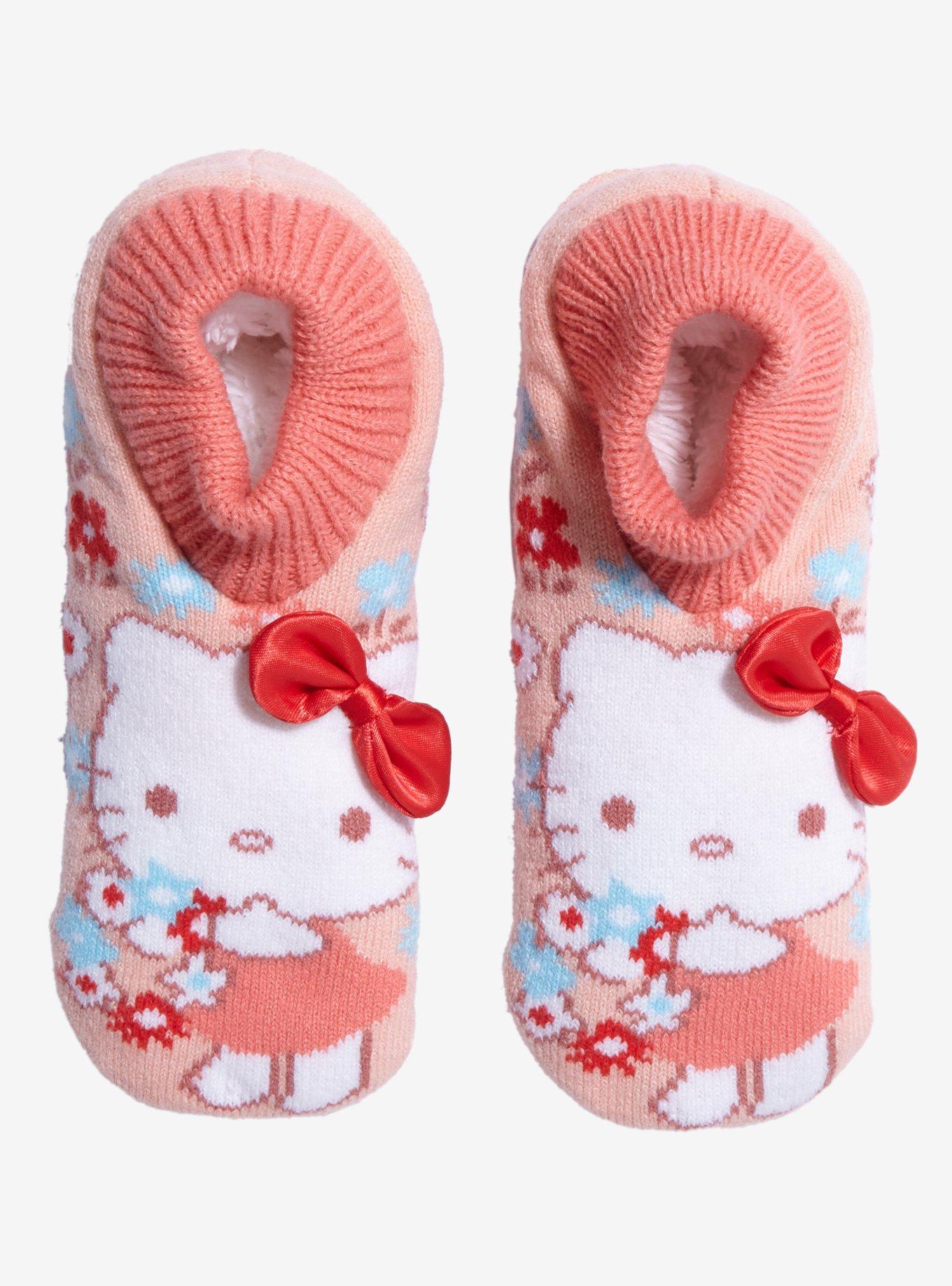 Sanrio Hello Kitty Floral Slipper Socks - BoxLunch Exclusive , , hi-res
