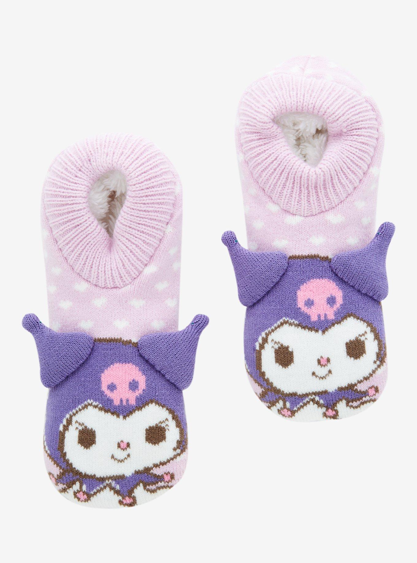Sanrio Kuromi Hearts Slipper Socks - BoxLunch Exclusive, , hi-res