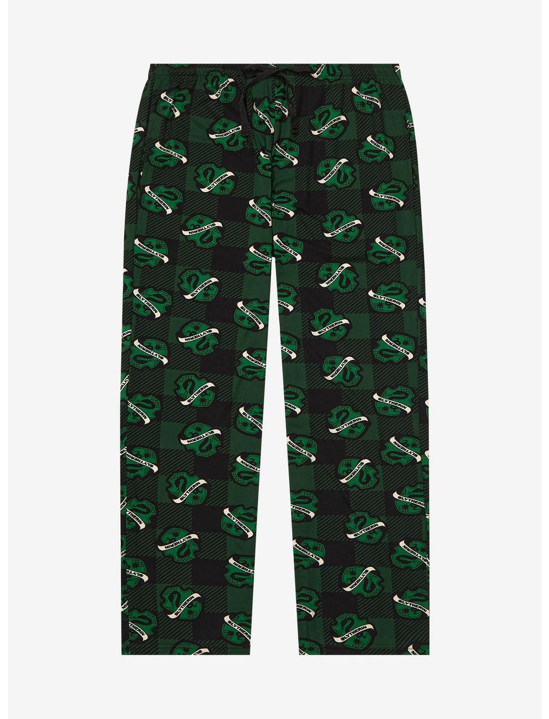 Harry Potter Plaid Slytherin Allover Print Plus Size Sleep Pants - BoxLunch Exclusive, GREEN, hi-res