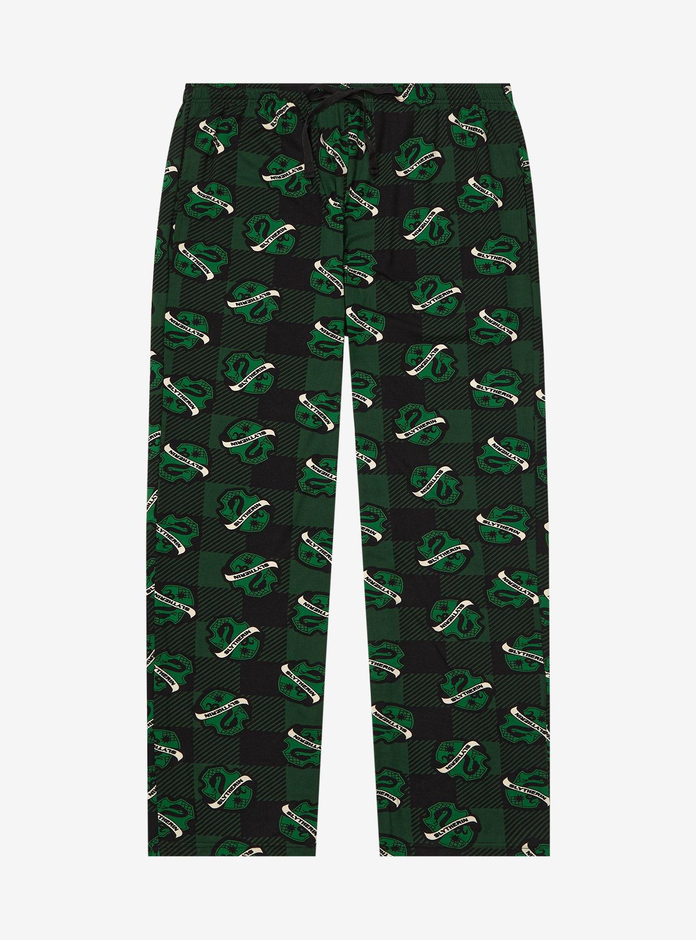 Harry Potter Plaid Slytherin Allover Print Plus Size Sleep Pants - BoxLunch Exclusive, GREEN, hi-res