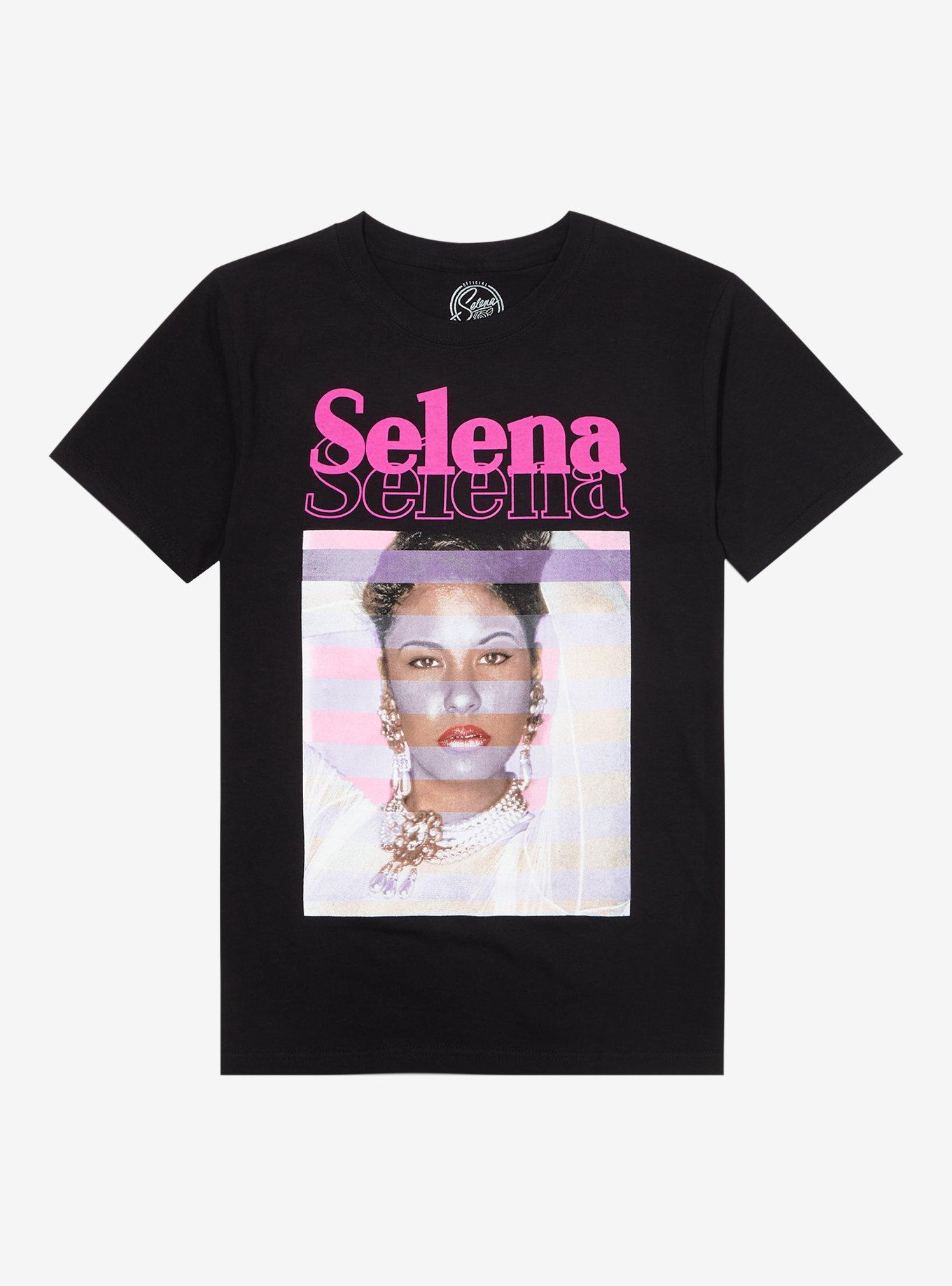 Selena Pearls Portrait Boyfriend Fit Girls T-Shirt, BLACK, hi-res