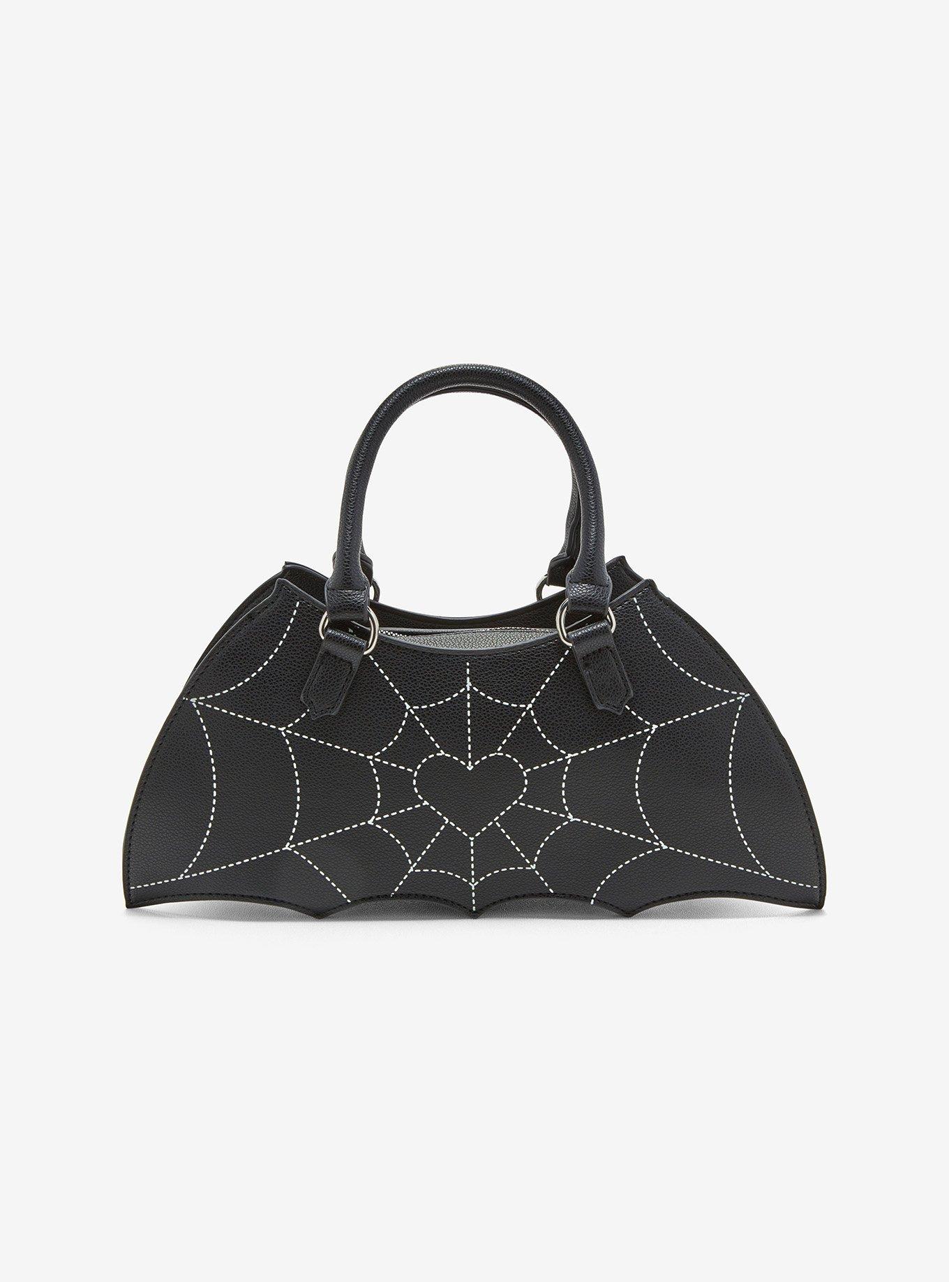 Bat Wing Spiderweb Glow-In-The-Dark Satchel Bag, , hi-res