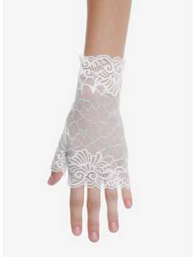 White Lace Fingerless Gloves, , hi-res
