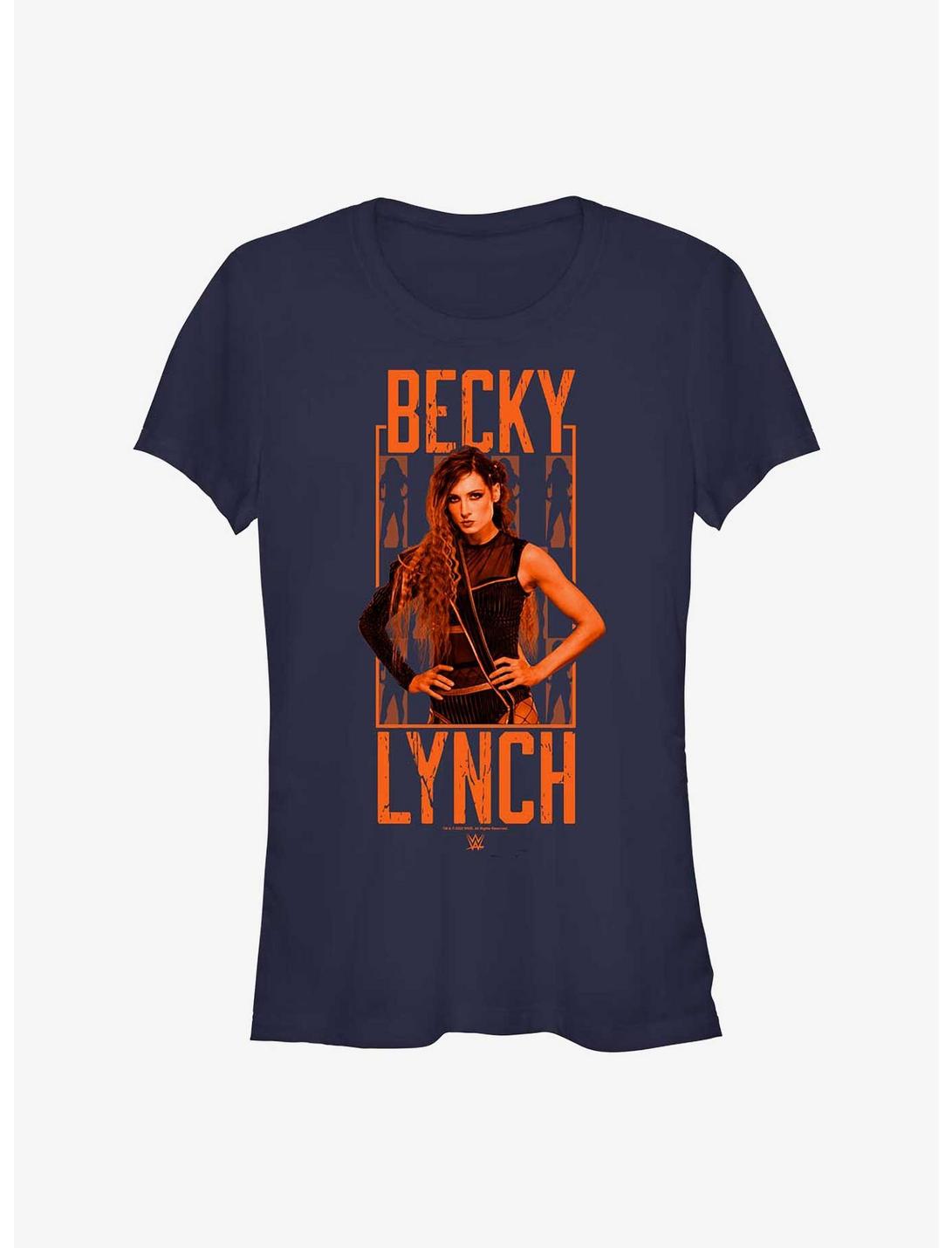 WWE Becky Lynch Portrait Logo Girls T-Shirt, NAVY, hi-res