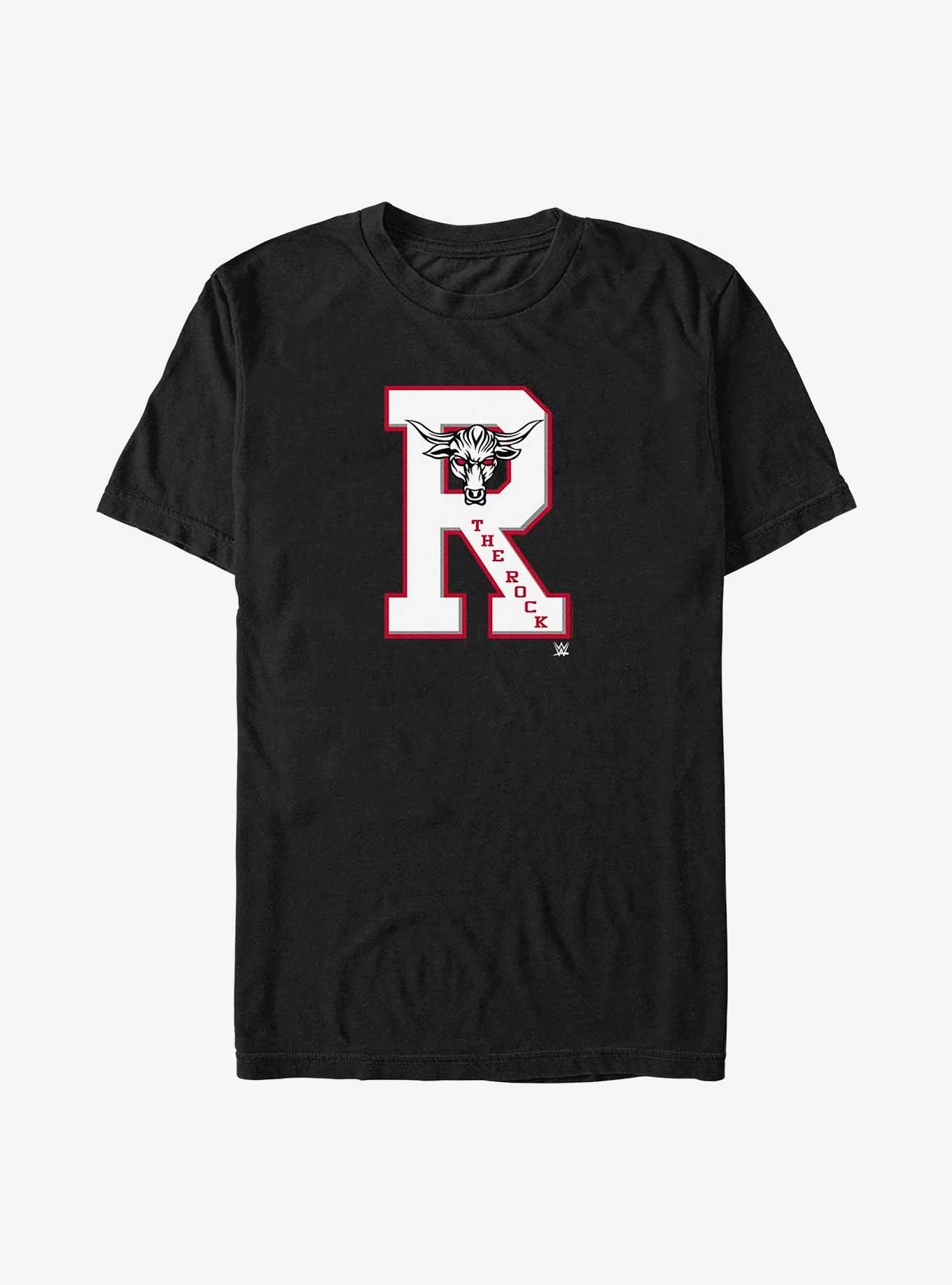 WWE The Rock Collegiate Letter T-Shirt - BLACK | Hot Topic