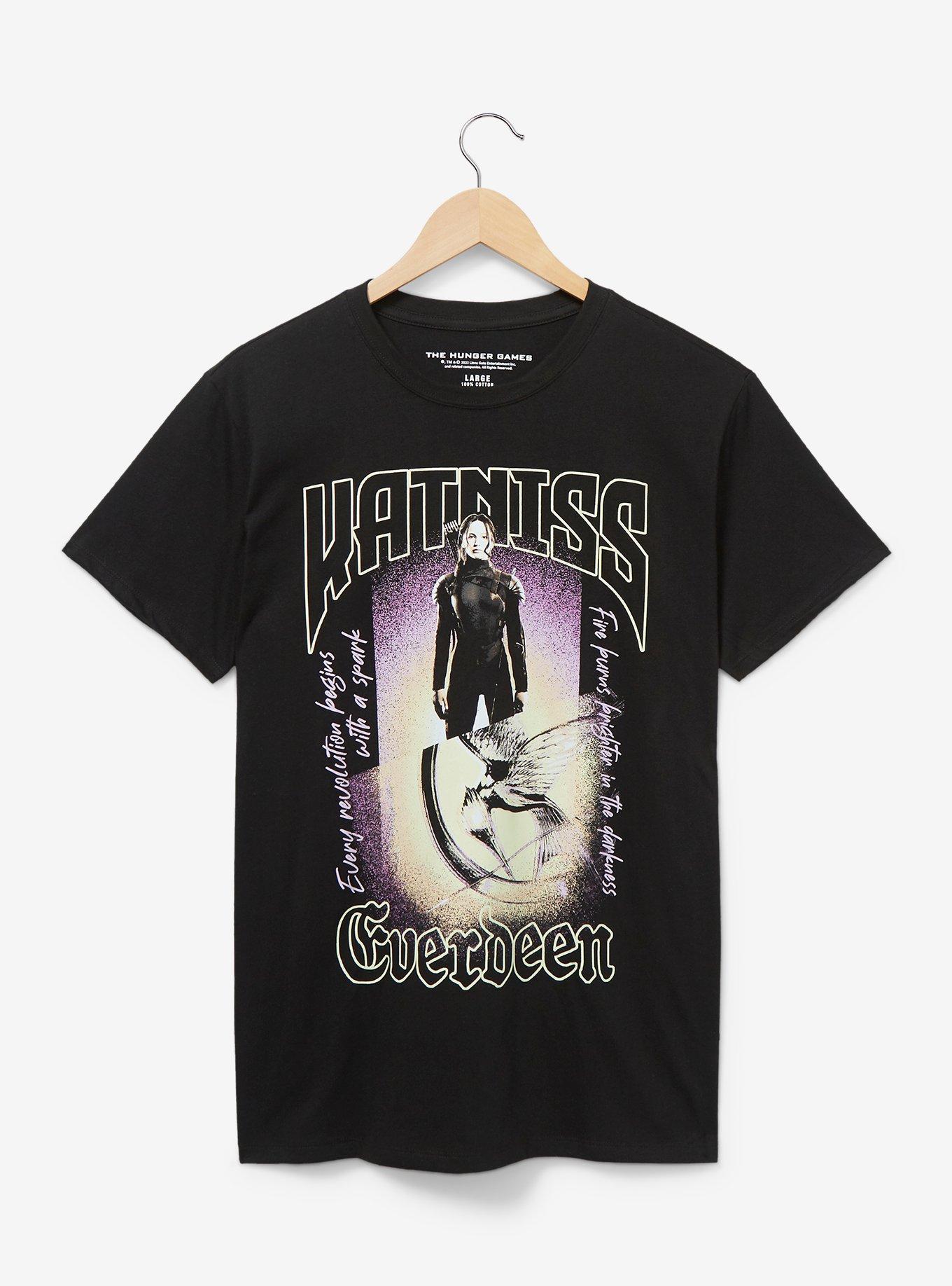 The Hunger Games Katniss Everdeen Portrait Women's T-Shirt - BoxLunch Exclusive, BLACK, hi-res