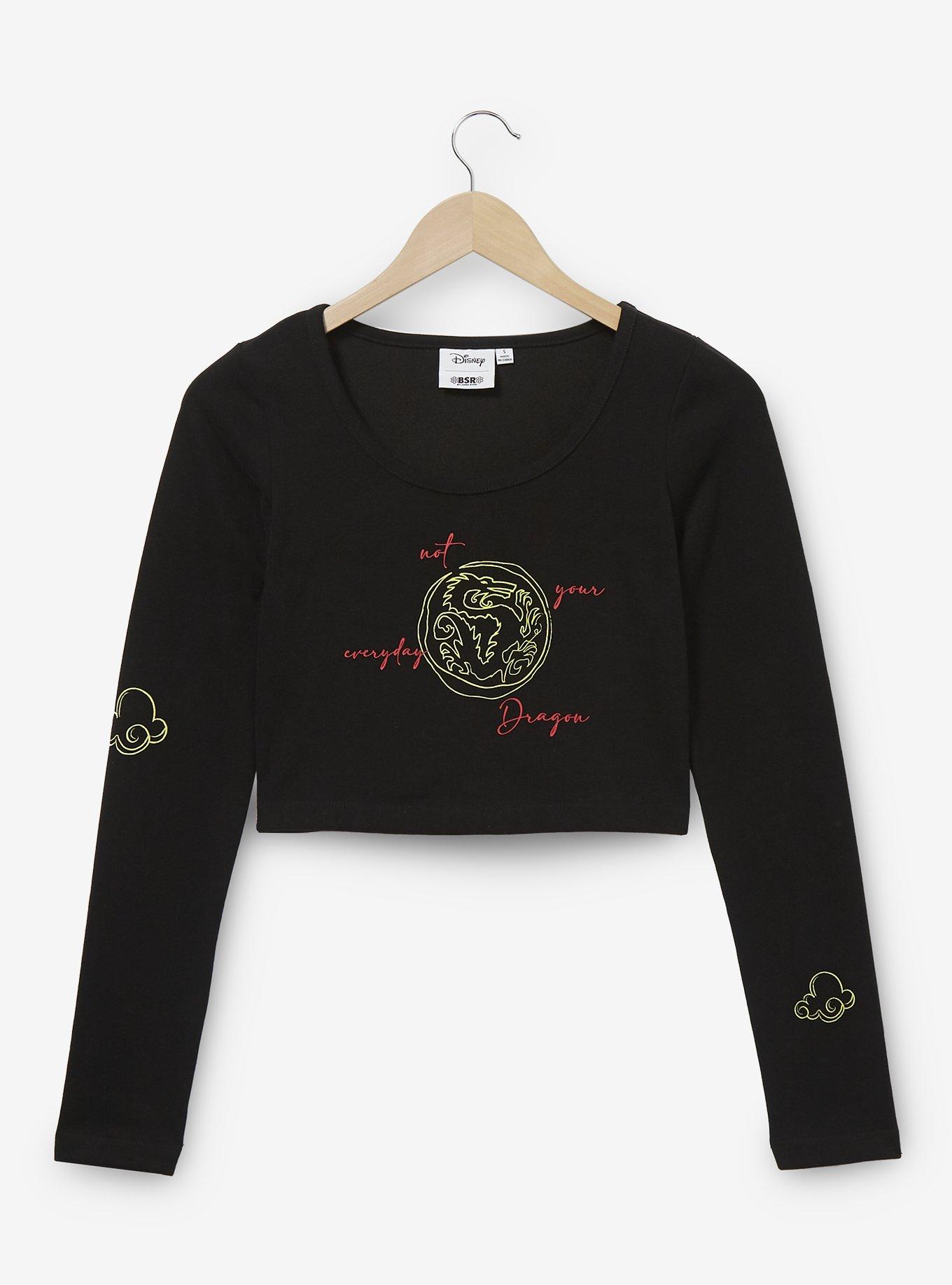 Samii Ryan Disney Mulan Dragon Crop Long Sleeve Women's T-Shirt - BoxLunch Exclusive, BLACK, hi-res
