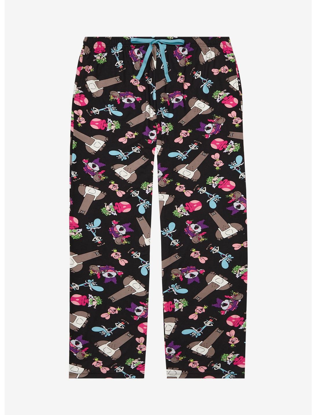 Chowder Characters Allover Print Women's Plus Size Sleep Pants - BoxLunch Exclusive, BLACK, hi-res