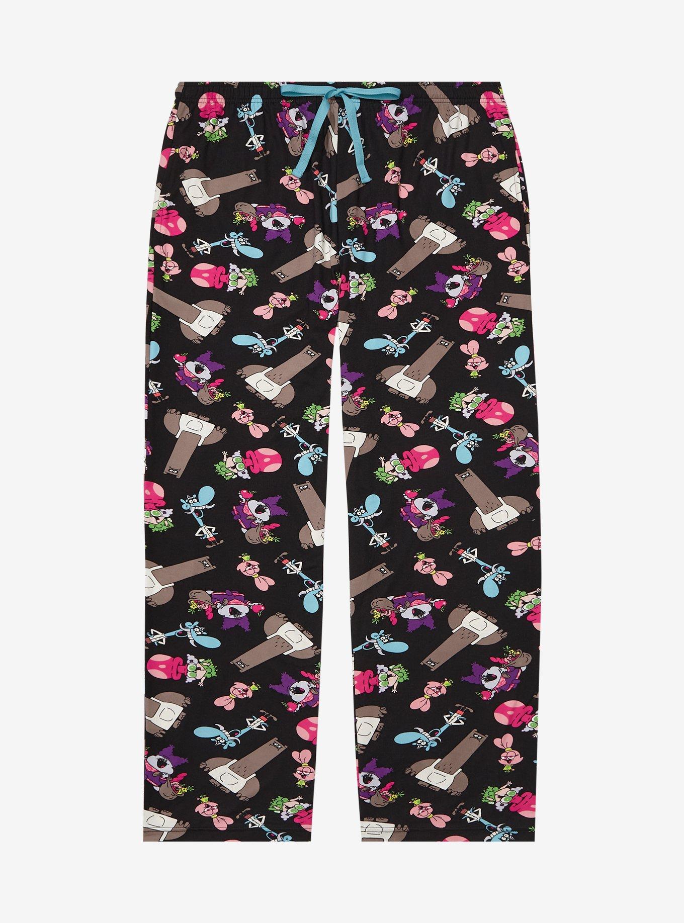 Chowder Characters Allover Print Women's Plus Size Sleep Pants - BoxLunch Exclusive, BLACK, hi-res