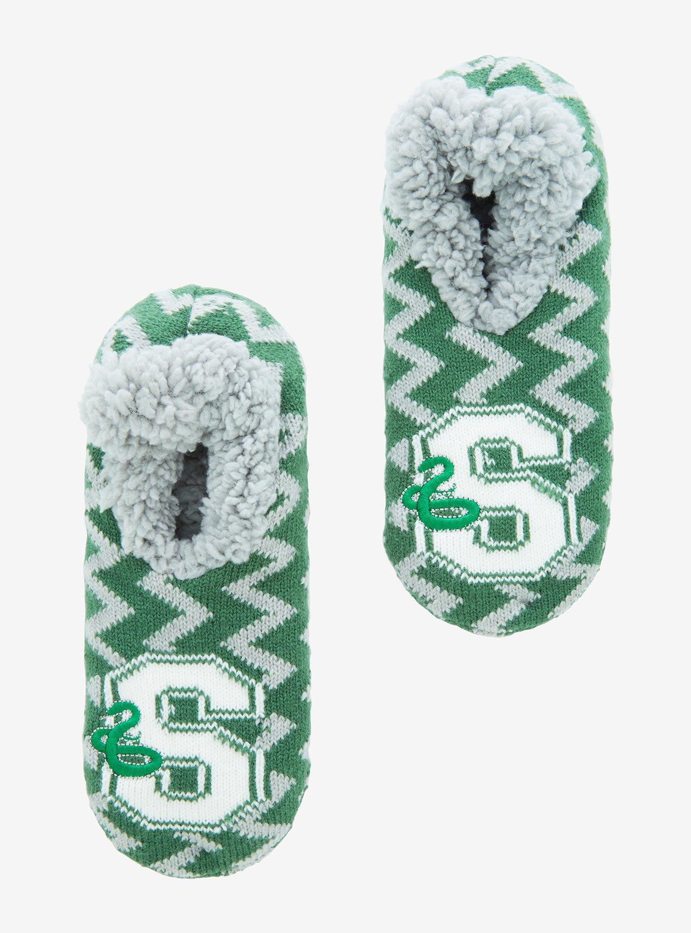 Harry Potter Slytherin Zig Zag Patterned Slipper Socks - BoxLunch Exclusive