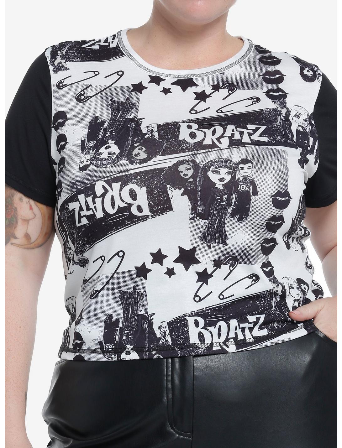 Bratz Pretty 'N' Punk Newsprint Girls Baby T-Shirt Plus Size, BLACK, hi-res
