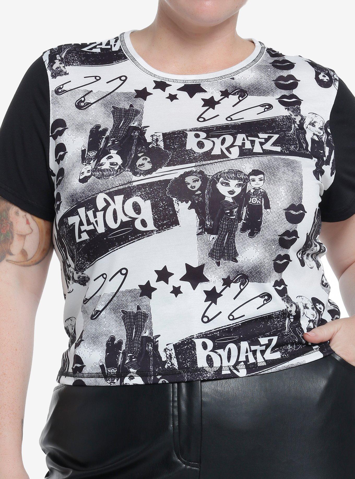 Bratz Pretty 'N' Punk Newsprint Girls Baby T-Shirt Plus Size, BLACK, hi-res