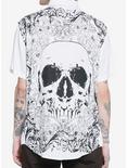 Floral Skulls Woven Button-Up, WHITE, hi-res