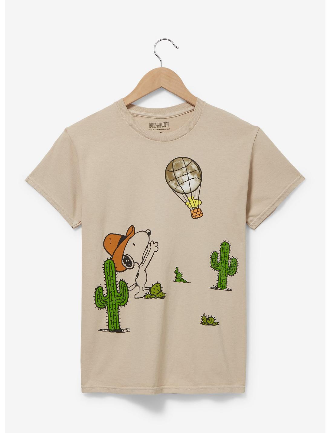 Peanuts Snoopy & Woodstock Western Portrait Women's T-Shirt - BoxLunch Exclusive, BROWN, hi-res