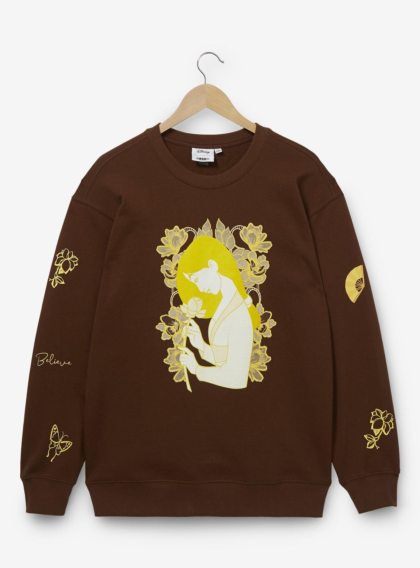 Samii Ryan Disney Mulan Tonal Icons Women's Crewneck - BoxLunch Exclusive, BROWN, hi-res