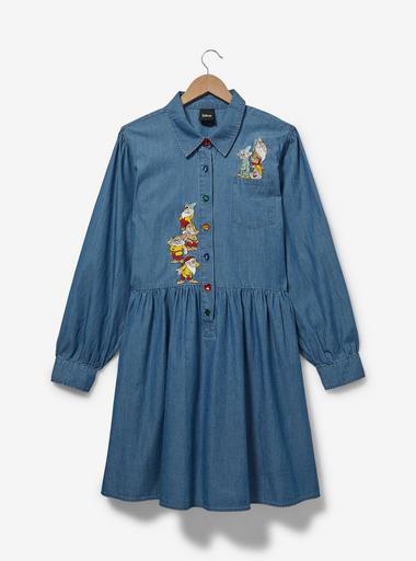 disney denim dress Disney Snow White and the Seven Dwarfs Portrait Denim Plus Size Long-Sleeve  Dress - BoxLunch Exclusive
