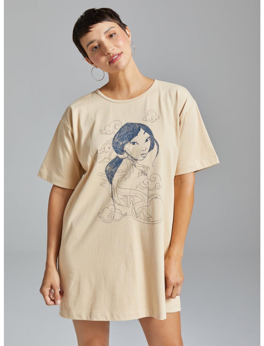 Samii Ryan Disney Mulan Sketch Portrait T-Shirt Dress - BoxLunch Exclusive, LIGHT PINK, hi-res