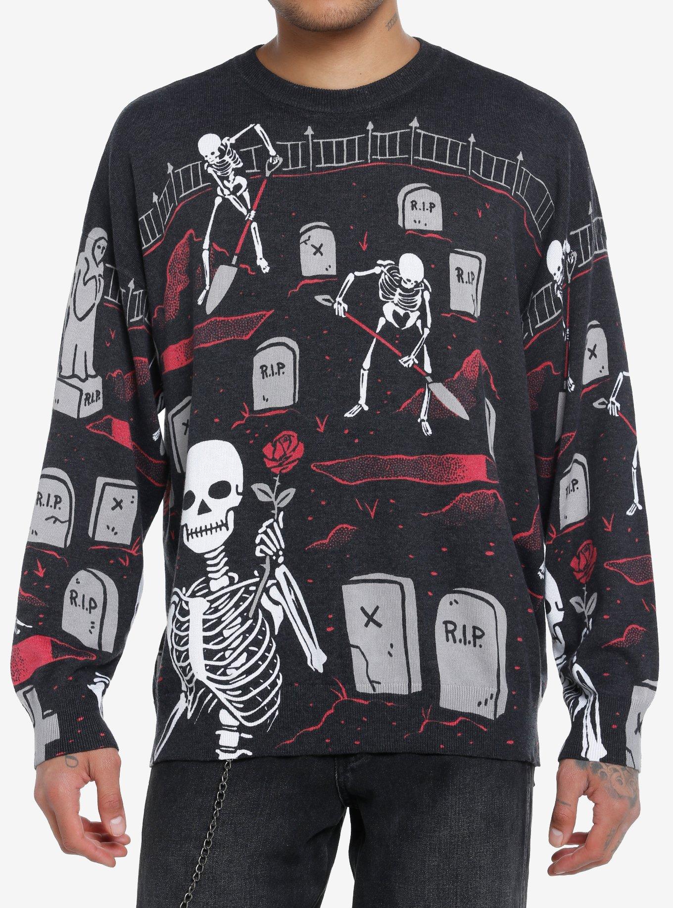 Social Collision Skeletons Digging Graves Sweater | Hot Topic