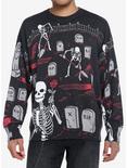 Social Collision® Skeletons Digging Graves Sweater, GREY, hi-res