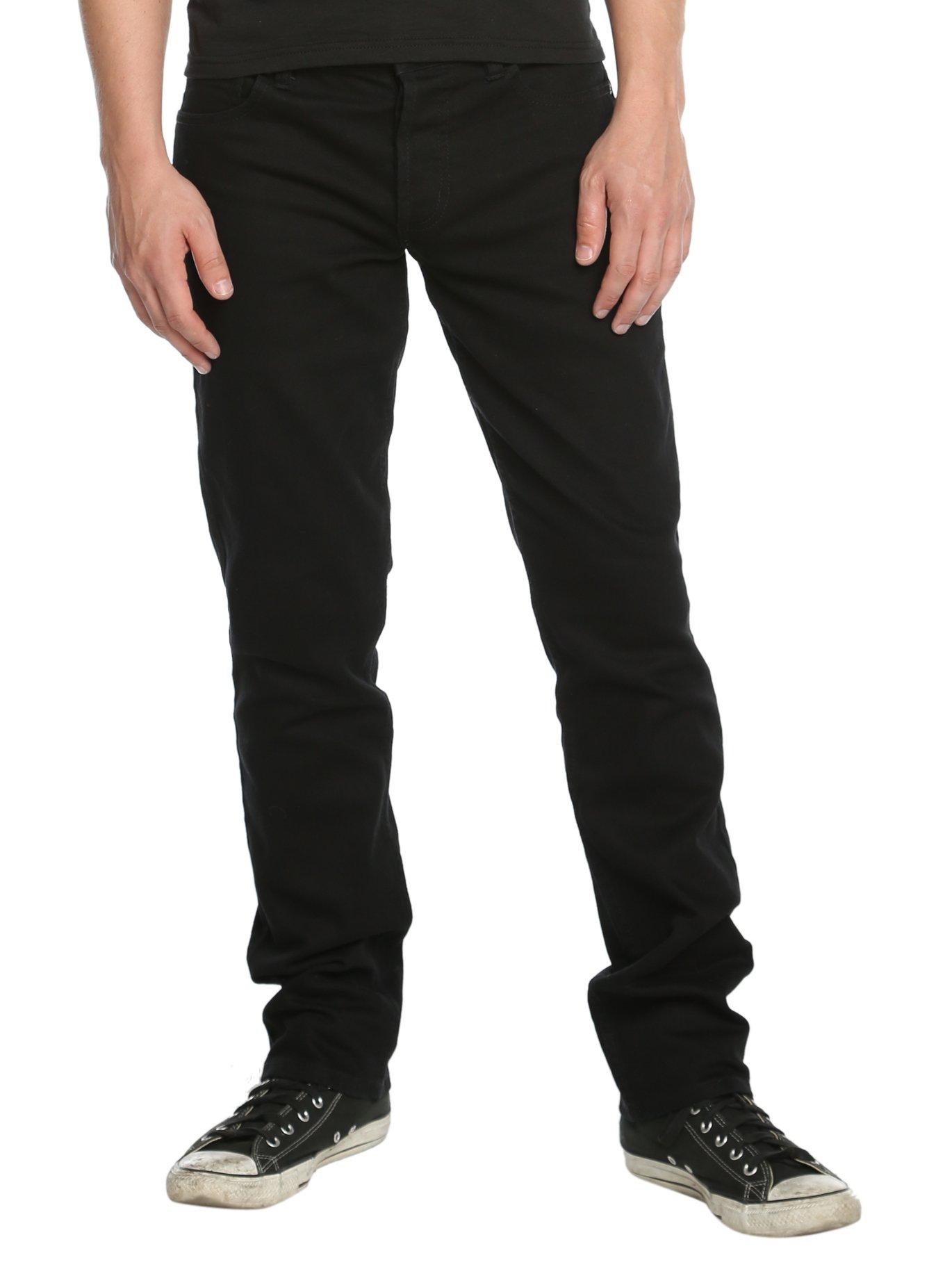 XXX RUDE Black Slim Straight Jeans, BLACK, hi-res