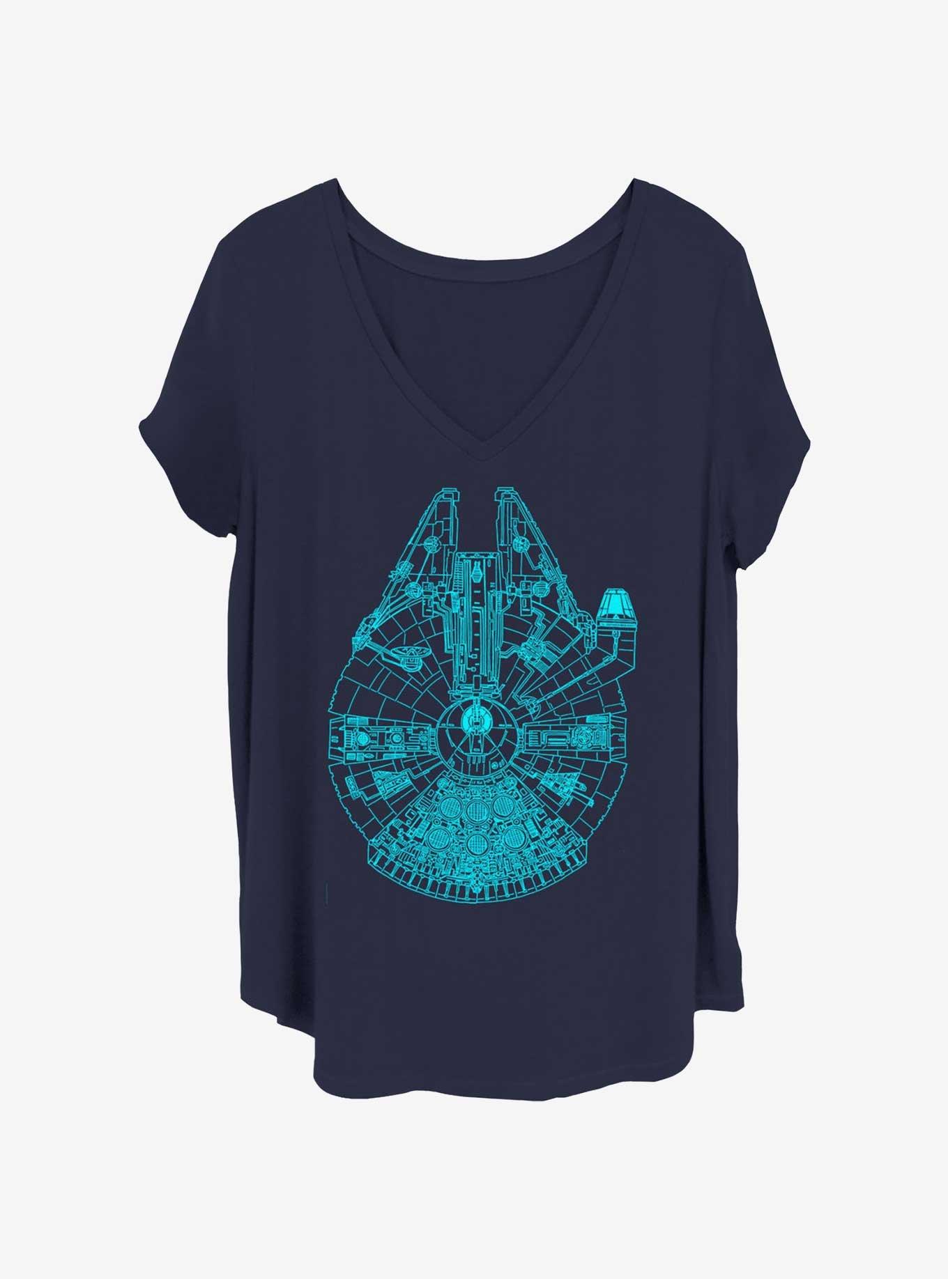 Star Wars Millennium Falcon Womens T-Shirt Plus Size, , hi-res