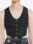 Thorn & Fable Black Lace Back Girls Vest, BLACK, hi-res