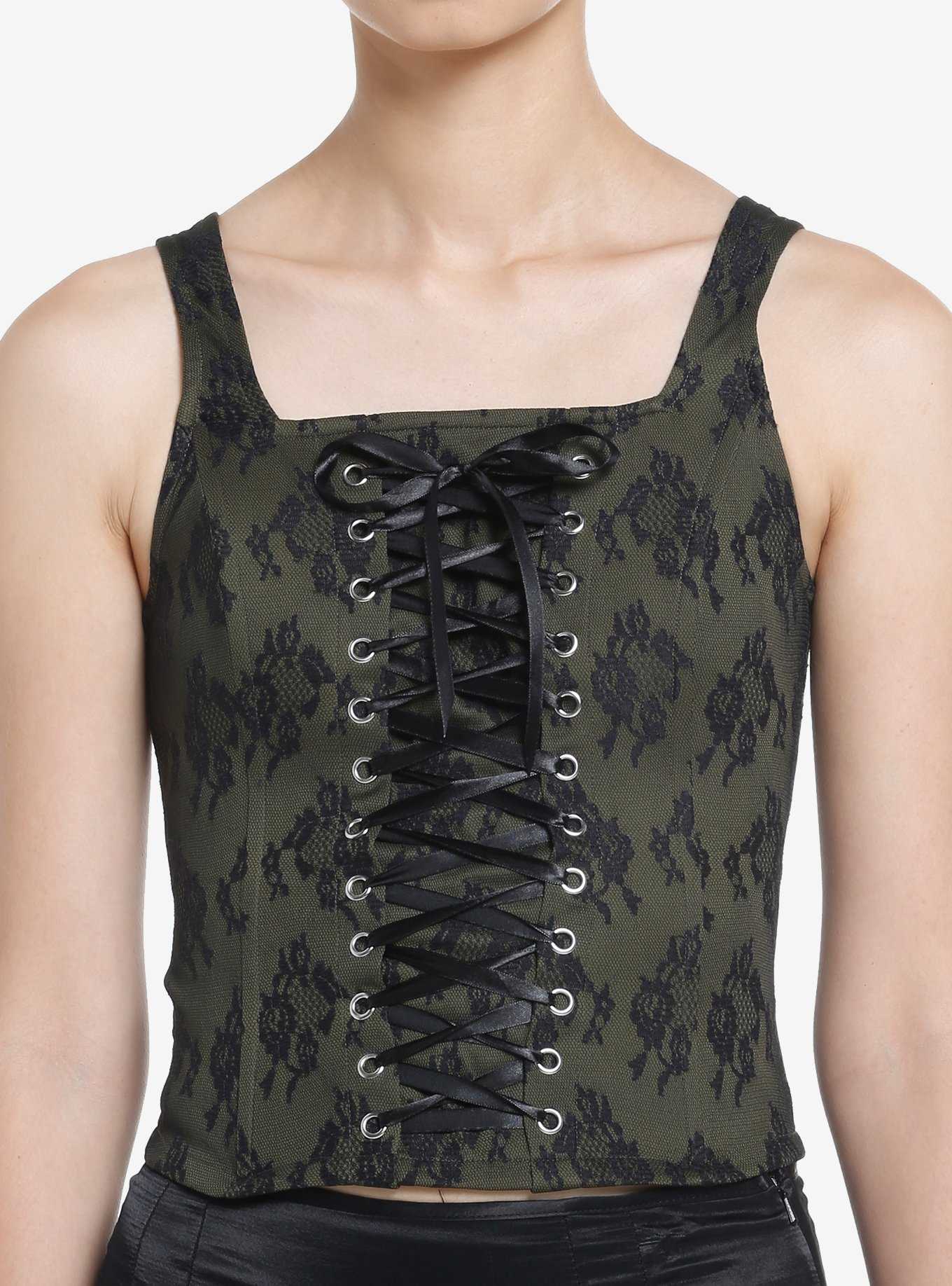 Apperloth A Hook And Eye Lace Up Backless Halter Corset Top