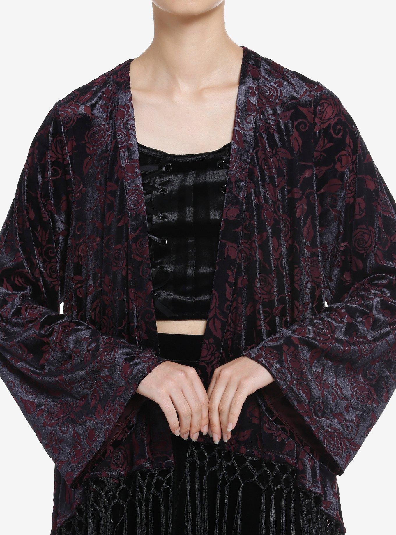 Cosmic Aura Purple Roses Burnout Velvet Girls Duster, PURPLE, hi-res