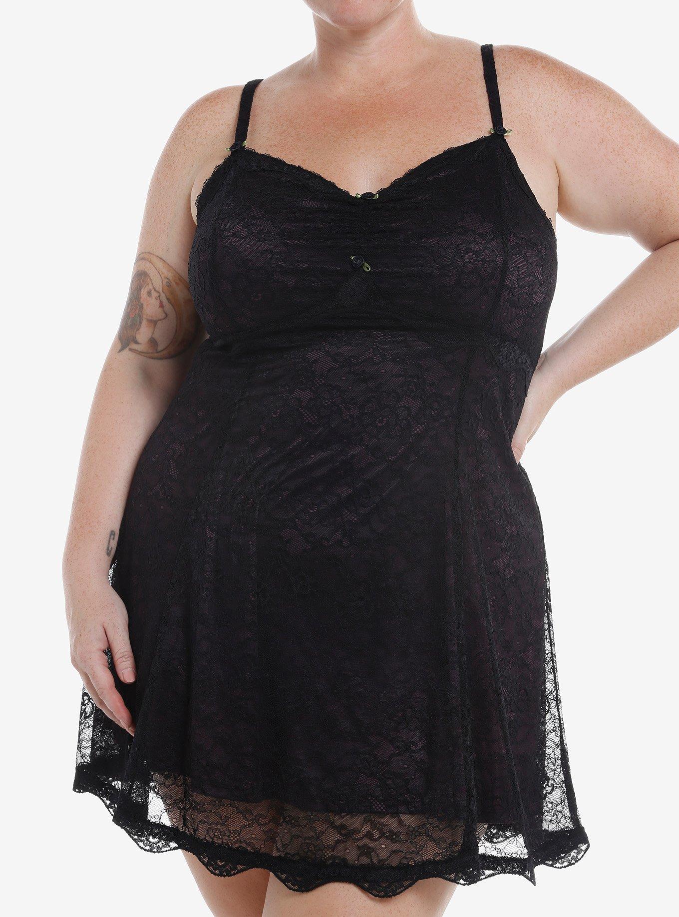 Cosmic Aura Purple & Black Lace Rosette Mini Dress Plus Size | Hot Topic